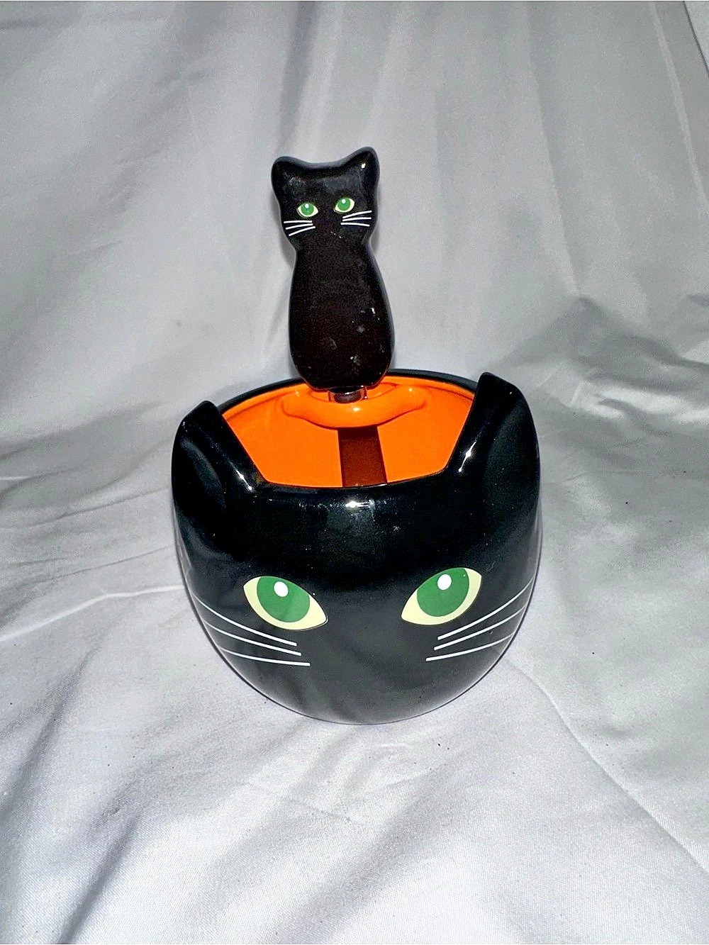 temp-tations Cat's Meow Cat Serving Bowl Black Orange